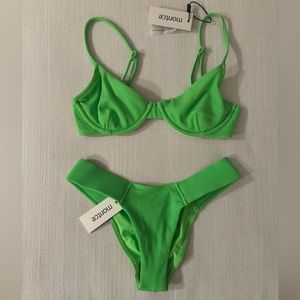 NWT Montce Lima Micro Rib Dainty Bikini Top and Added Coverage Uno Bikini Bottom